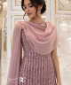 Dusty Rose Embellished Evening Dress with Long Chiffon Shawl