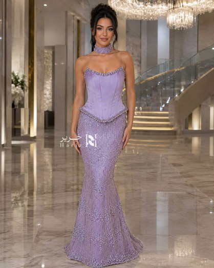 lavender formal dress 3D Floral Beaded Long Prom Shawl Dresses Evening SELINADRESS A pair of detachable thin straps are added for support and style LaDivine CH061 Formal Long Sequin