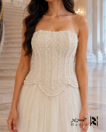 embellished corset tulle skirt midi dress in ivory reviews Luxury Pearl Wedding with Strapless Straight Neckline and Long Soft A-Line bright bold