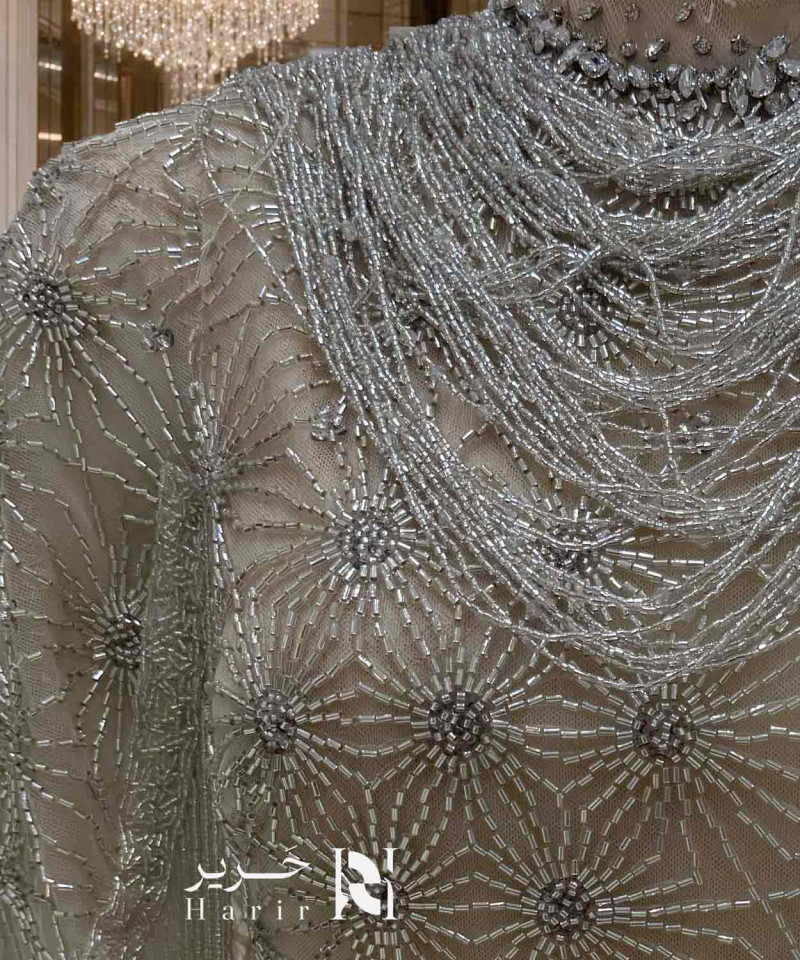 Champagne High-Neck Straight Evening Dress with Beaded Embroidery and Long Fringe