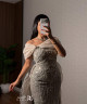 Silver Off-Shoulder Luxury Embroidered Evening Dress with Chiffon Train