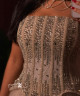 Off-White Crystal Embellished Evening Dress with Luxury Tulle Skirt