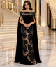 Black Embellished Evening Gown with Elegant Cape