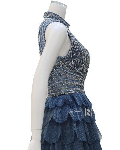 sachin and babi light blue dress Blue evening gown embellished with beads and sequins on a layered chiffon  skirt. -